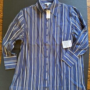 New Topshop Blue Women’s and White Casual Button Down Dress Relaxed Fit